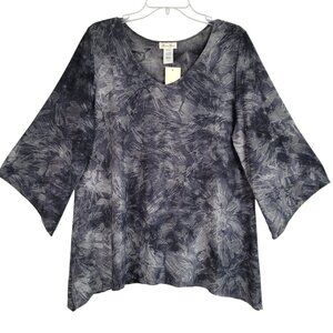 Brittany Black Top Women's 1X Gray Witchy Grunge Dark Fairy Whimsigoth Vtg Y2K